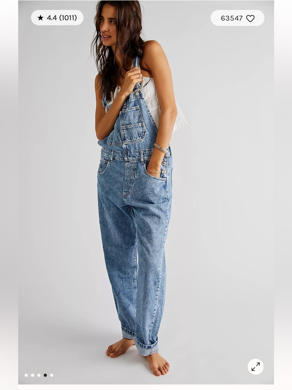 We the free Ziggy Denim Overall Free People Size Small